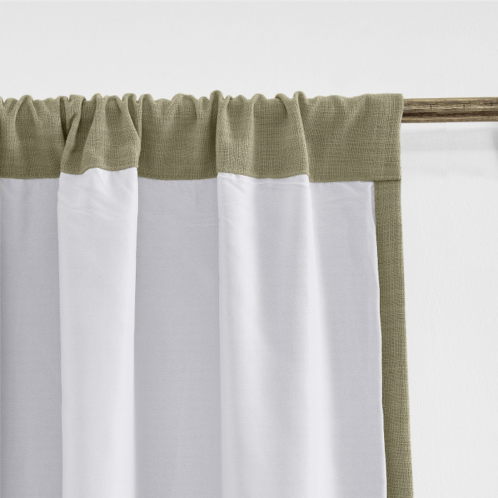 Rod Pocket Faux Linen Window Curtain with Blackout Lined LIZ
