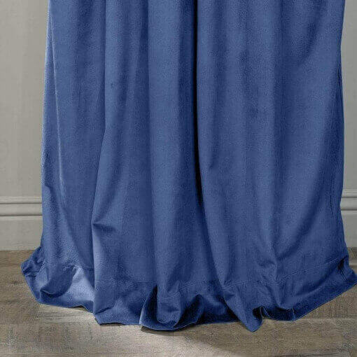 Flat Hook Velvet Curtain Drape with Blackout Lined For Track with Ring Clip or Traverse Rod and Rod with Rings Birkin