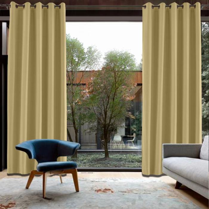 Grommet Cotton Blend Room Darkening Blackout Curtain with Liner Capri