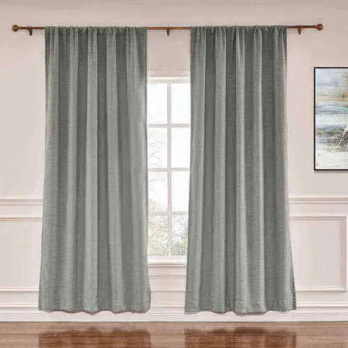 CUSTOM Liz Rock Grey Polyester Linen Window Curtain Drapery with Lined