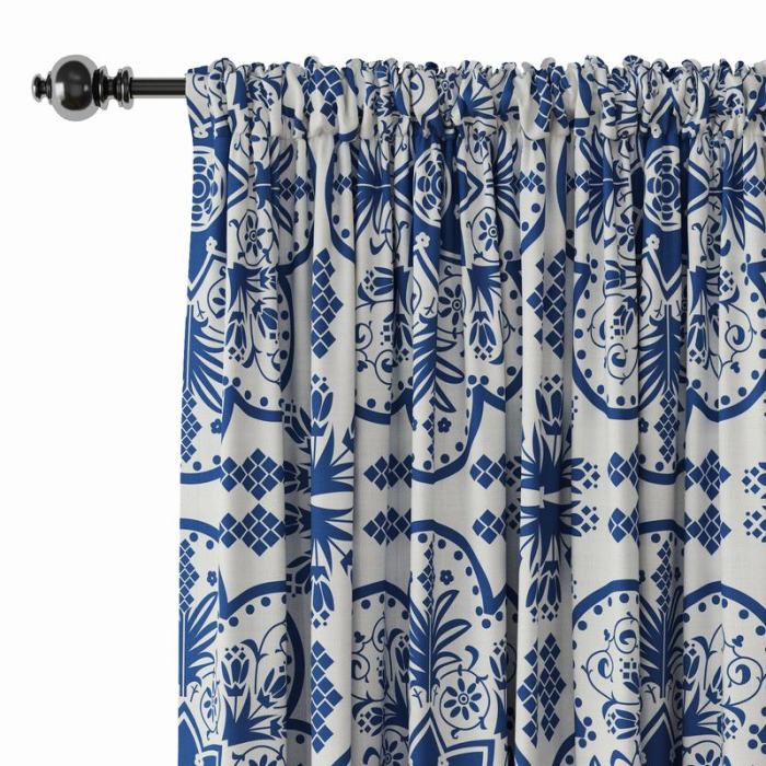 Floral Print Polyester Linen Curtain Drapery ADELAIDE
