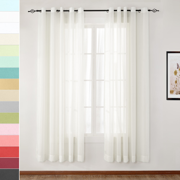 Nickel Grommet Indoor Outdoor Sheer Curtain Wide Opulent Voile Drape SCANDINA