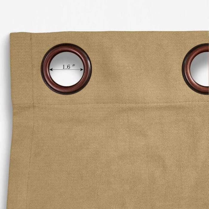 Antique Bronze Grommet Polyester Cotton Drapery With Blackout Lining Thermal Curtain Kantee