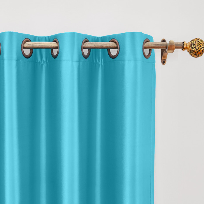 Polyester Cotton Silk Curtain Drape Panel in Antique Bronze Grommet with Blackout Lined LHZ