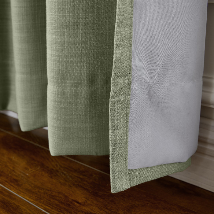 Rod Pocket Faux Linen Window Curtain with Blackout Lined LIZ
