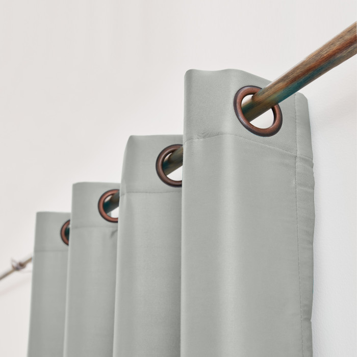 Polyester Cotton Silk Curtain Drape Panel in Antique Bronze Grommet with Blackout Lined LHZ