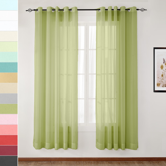 Nickel Grommet Indoor Outdoor Sheer Curtain Wide Opulent Voile Drape SCANDINA