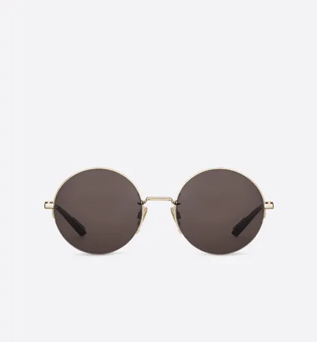Dior180.2F Gold-Tone Metal Round Sunglasses with Black Temples