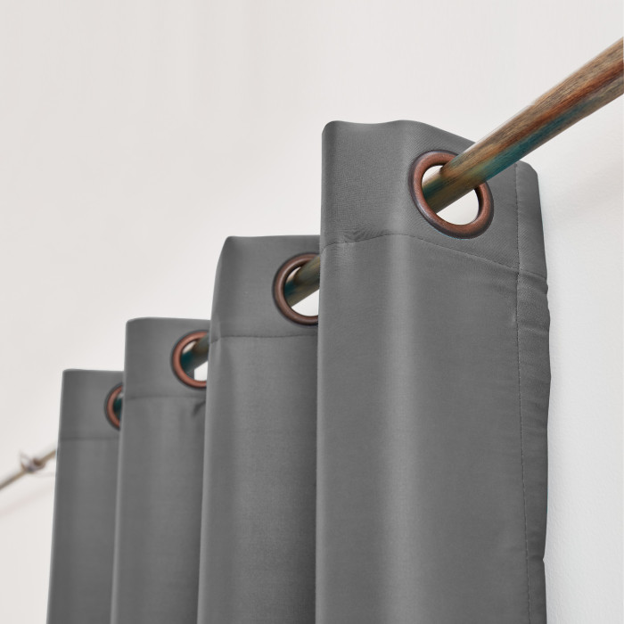 Polyester Cotton Silk Curtain Drape Panel in Antique Bronze Grommet with Blackout Lined LHZ