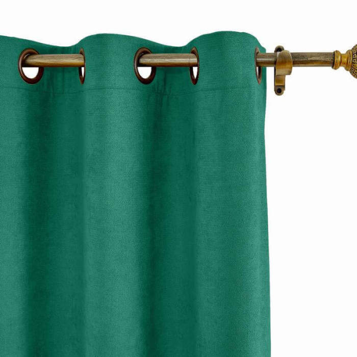 Antique Bronze Grommet Polyester Cotton Drapery With Blackout Lining Thermal Curtain Kantee
