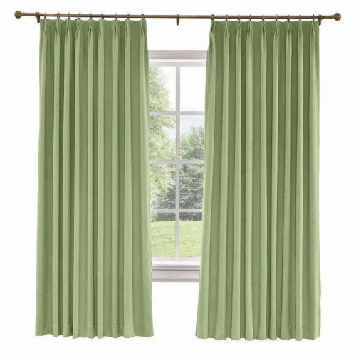 CUSTOM Liz Olive Polyester Linen Curtain Drapery with Lined