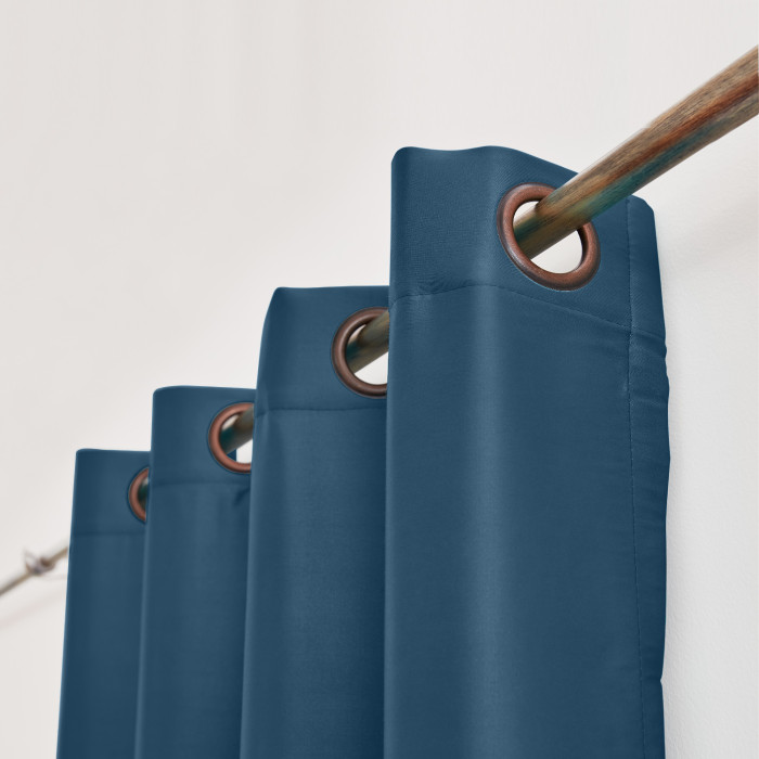 Polyester Cotton Silk Curtain Drape Panel in Antique Bronze Grommet with Blackout Lined LHZ