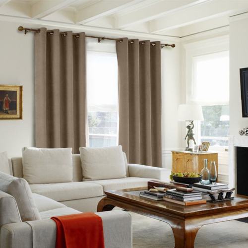 CUSTOM Kante Dark Brown Polyester Cotton Drapery With Lining Curtains