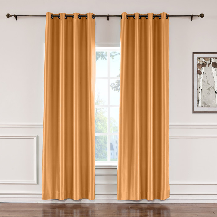 Polyester Cotton Silk Curtain Drape Panel in Antique Bronze Grommet with Blackout Lined LHZ