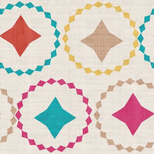 Geometric Print Polyester Linen Curtain Drapery FLAMINGO