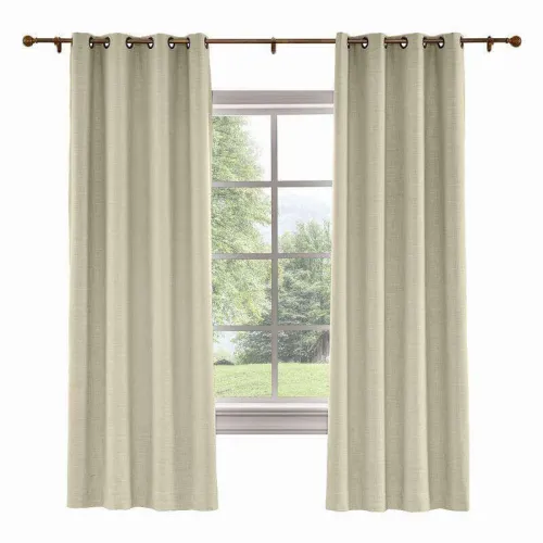CUSTOM Liz Light Khaki Polyester Linen Curtain Drapery with Lined