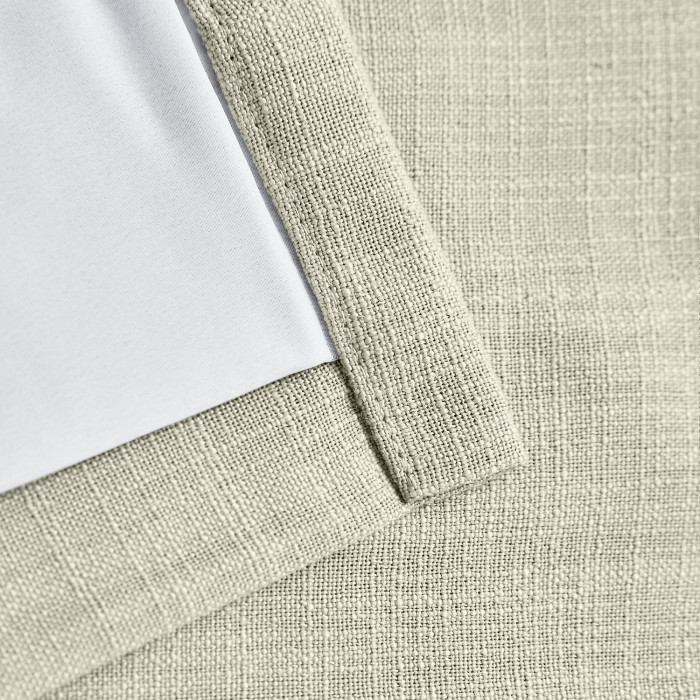 Rod Pocket Faux Linen Window Curtain with Blackout Lined LIZ