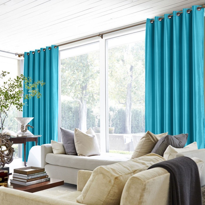 Polyester Cotton Silk Curtain Drape Panel in Antique Bronze Grommet with Blackout Lined LHZ