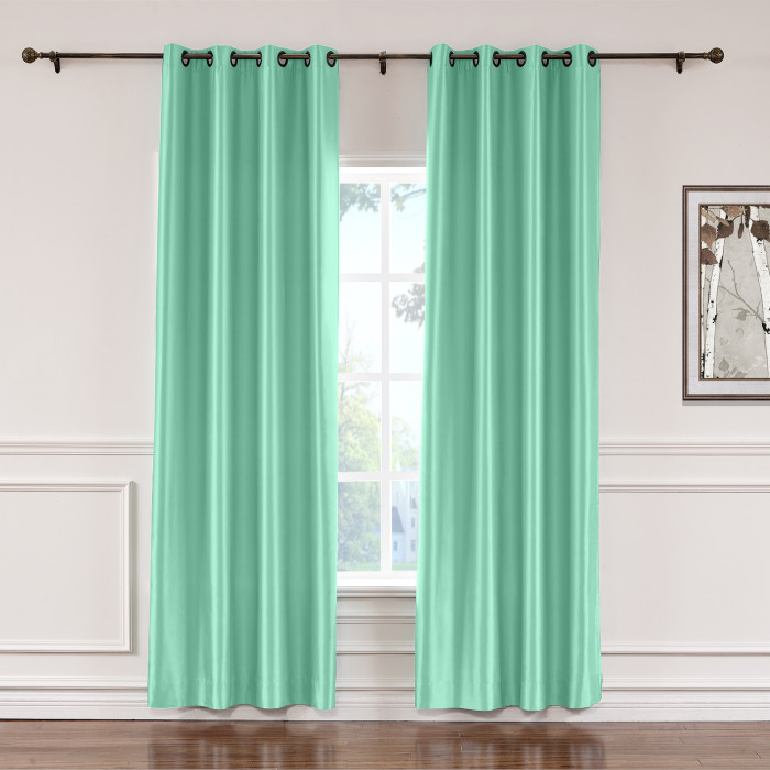 Polyester Cotton Silk Curtain Drape Panel in Antique Bronze Grommet with Blackout Lined LHZ