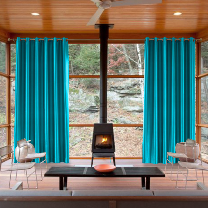 Polyester Cotton Silk Curtain Drape Panel in Antique Bronze Grommet with Blackout Lined LHZ