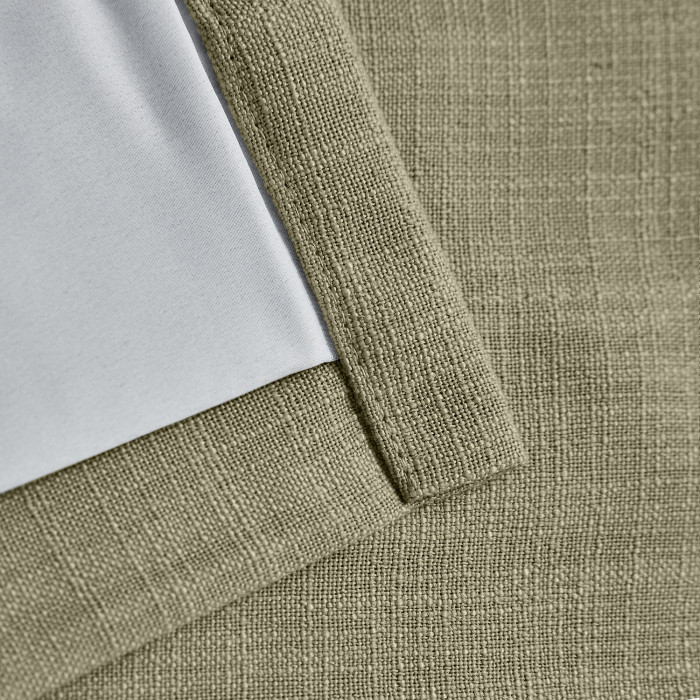 Rod Pocket Faux Linen Window Curtain with Blackout Lined LIZ