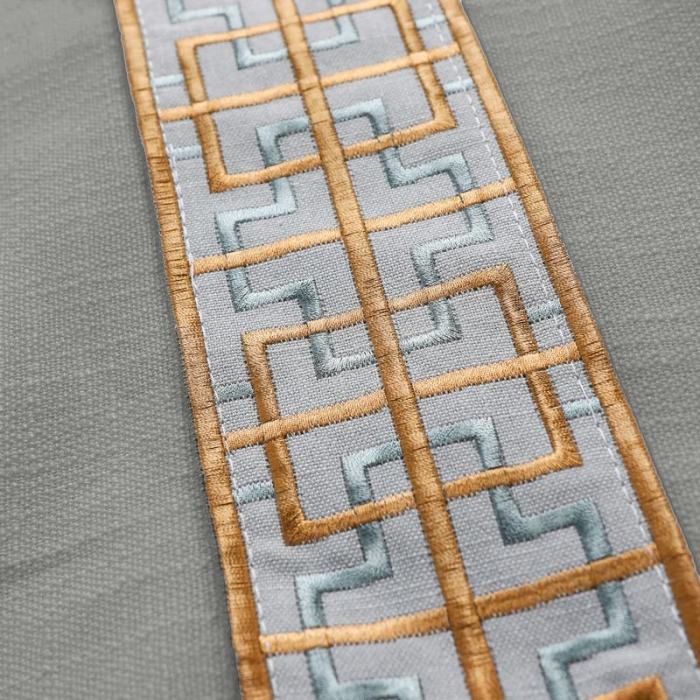 AMARA Polyester Linen Curtain Drapery With Decorative Trim Custom Sold Per Pair