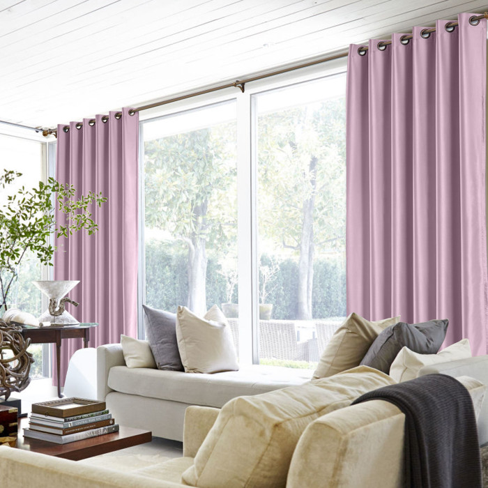 Polyester Cotton Silk Curtain Drape Panel in Antique Bronze Grommet with Blackout Lined LHZ