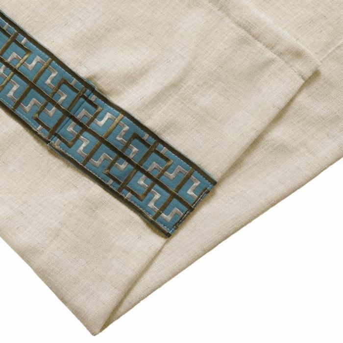 AMARA Polyester Linen Curtain Drapery With Decorative Trim Custom Sold Per Pair