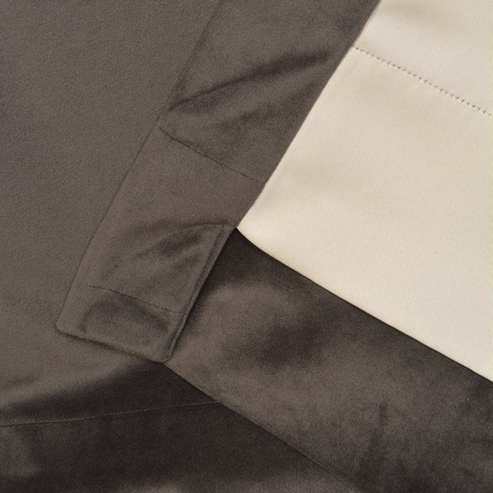 Flat Hook Velvet Curtain Drape with Blackout Lined For Track with Ring Clip or Traverse Rod and Rod with Rings Birkin
