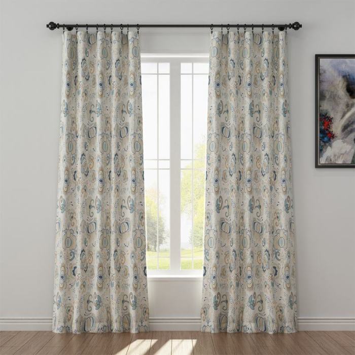 Paisleys Print Polyester Linen Curtain Drapery PALM