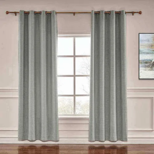 CUSTOM Liz Rock Grey Polyester Linen Window Curtain Drapery with Lined
