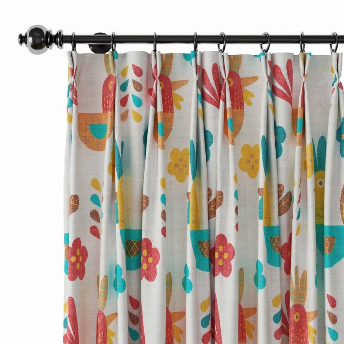 Animals Print Polyester Linen Curtain Drapery HARRY