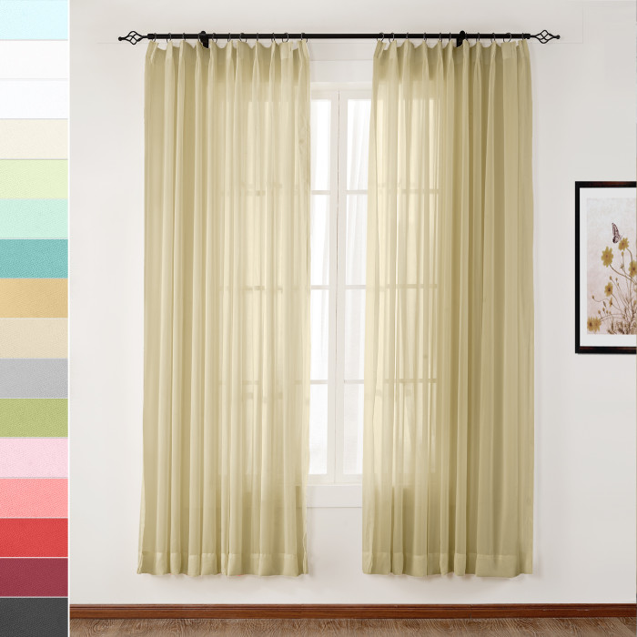 Indoor Outdoor Sheer Curtain Pinch Pleat Wide Opulent Voile Drape SCANDINA