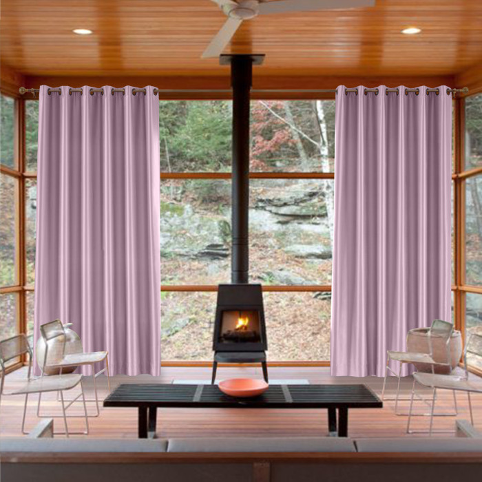 Polyester Cotton Silk Curtain Drape Panel in Antique Bronze Grommet with Blackout Lined LHZ