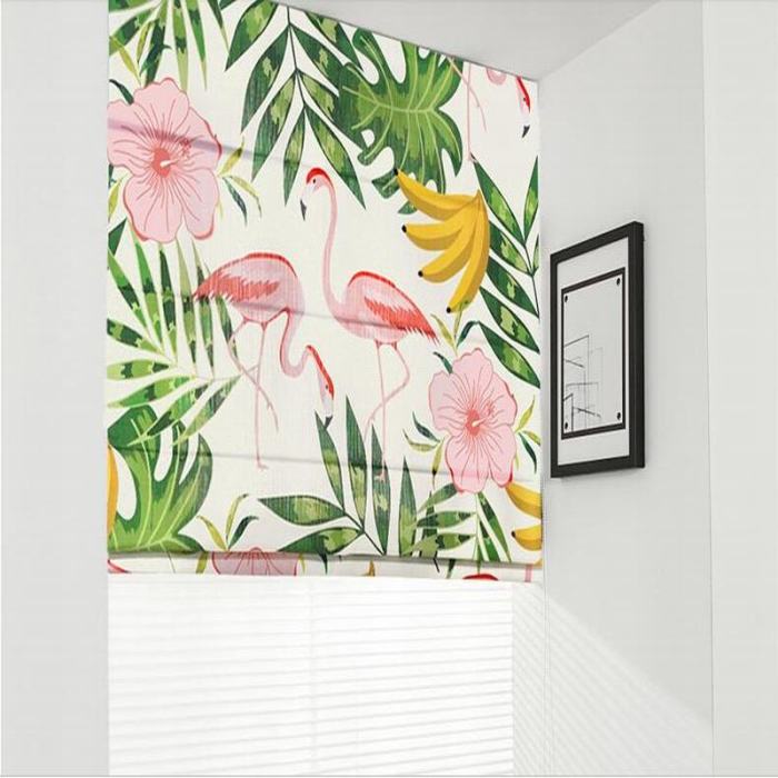 Print Polyester Roman Shade In Yellow