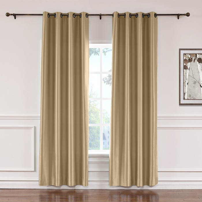 Polyester Cotton Silk Curtain Drape Panel in Antique Bronze Grommet with Blackout Lined LHZ