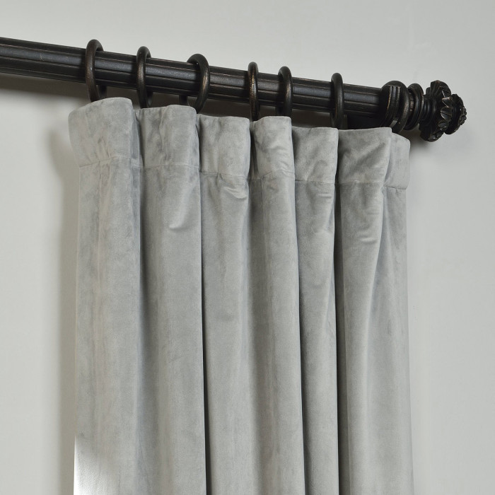 Flat Hook Velvet Curtain Drape with Blackout Lined For Track with Ring Clip or Traverse Rod and Rod with Rings Birkin