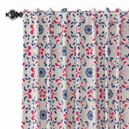 Floral Print Polyester Linen Curtain Drapery OPHELIA