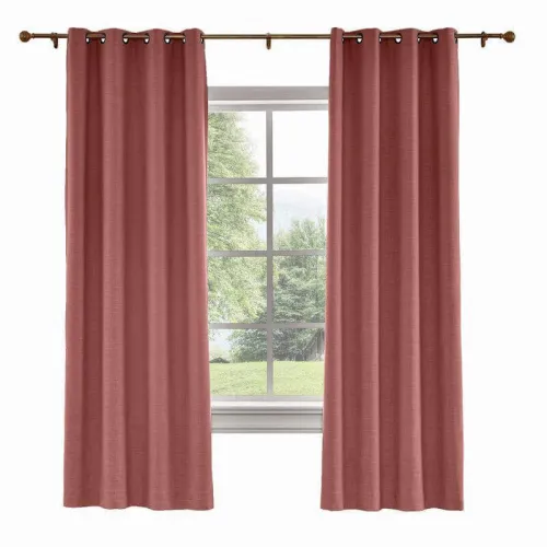CUSTOM Liz Maroon Polyester Linen Curtain Drapery with Lined