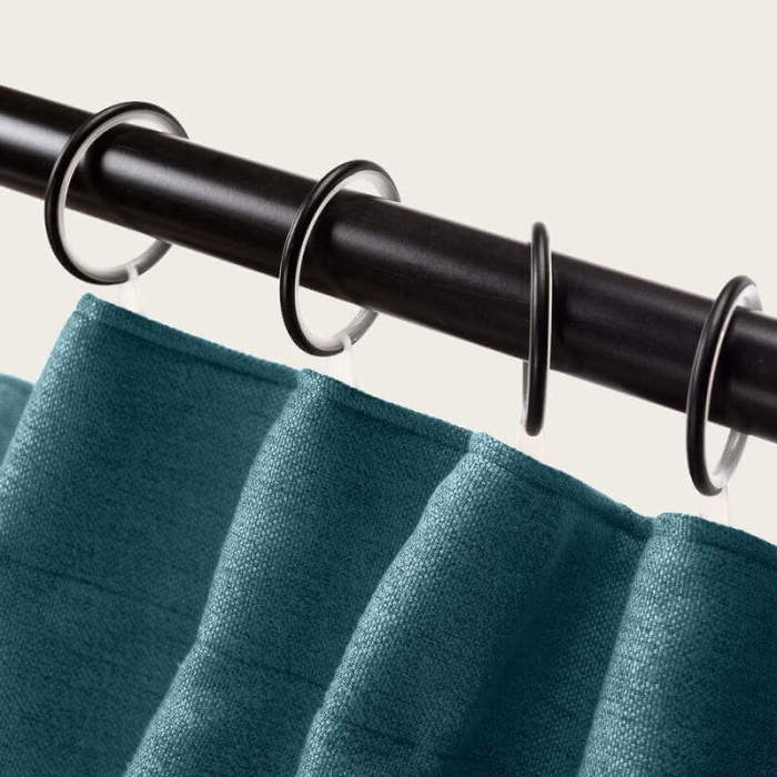 Flat Hook Heavyweight Faux Linen Curtain For Traverse Rod Ring Clip or Track Olive