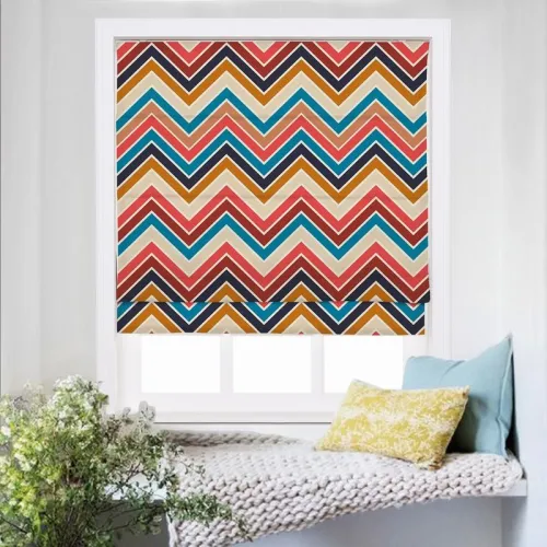BARBARA Abstract Print Polyester Linen Roman Shade