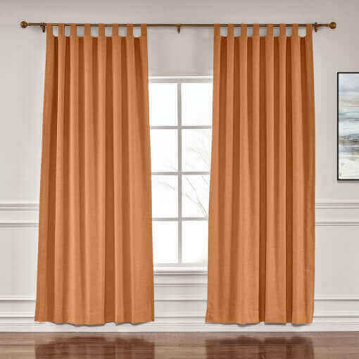 Tab Top Faux Linen with Blackout Lined Window Curtain Panel LIZ