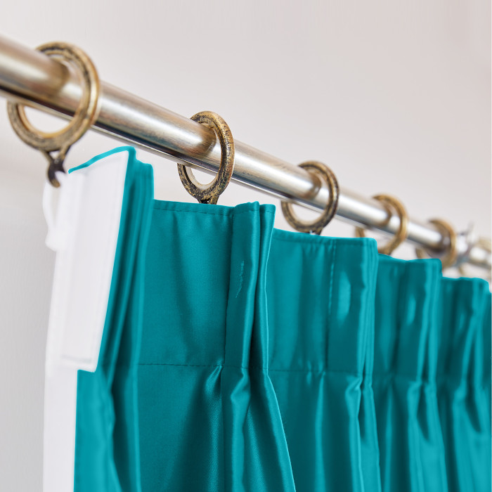 Polyester Cotton Silky Drape with Blackout Lined Pinch Pleated Window Curtain Panel LHZ