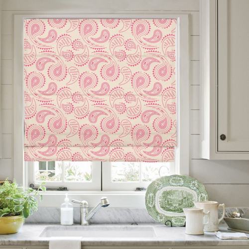 AUDREY Paisley Print Polyester Linen Roman Shade