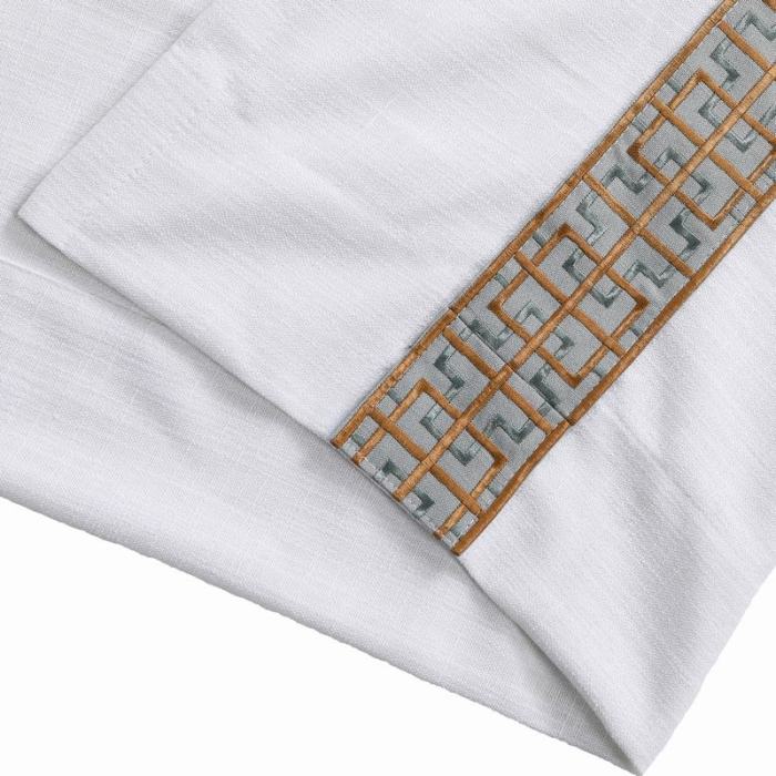 AMARA Polyester Linen Curtain Drapery With Decorative Trim Custom Sold Per Pair