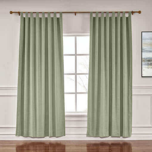 Tab Top Faux Linen with Blackout Lined Window Curtain Panel LIZ