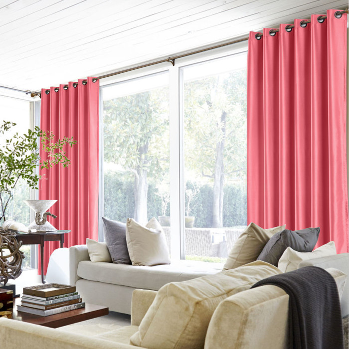 Polyester Cotton Silk Curtain Drape Panel in Antique Bronze Grommet with Blackout Lined LHZ