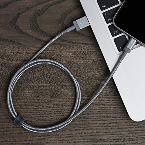 AmazonBasics Nylon Braided Lightning to USB Cable - MFi Certified Apple iPhone Charger, Dark Gray, 3-Foot (Durability Rated 4,000 Bends)