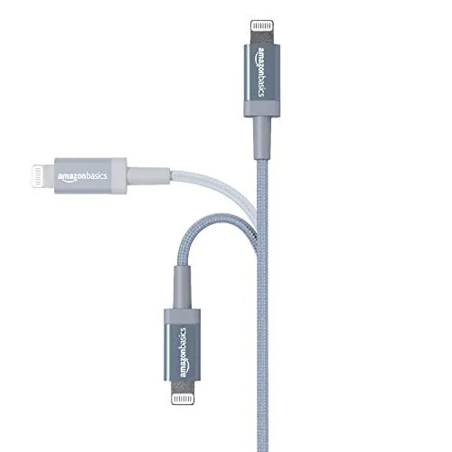 AmazonBasics Nylon Braided Lightning to USB Cable - MFi Certified Apple iPhone Charger, Dark Gray, 3-Foot (Durability Rated 4,000 Bends)