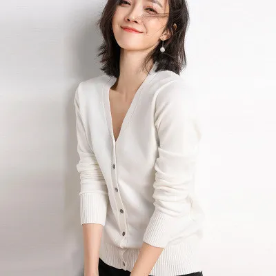 款针织开衫女短款外搭春秋长袖V领修身针织毛衣女外套2020女装新